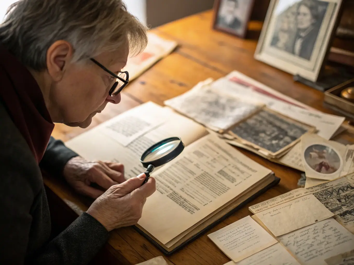 A researcher examining historical documents in a quiet reading room, highlighting the organization's commitment to supporting academic research.