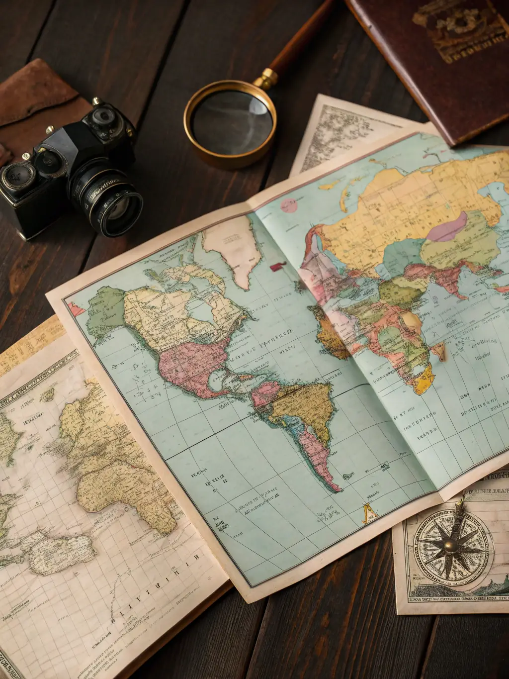 A high-resolution photograph depicting a collection of meticulously preserved ancient maps, showcasing their intricate details and historical significance within the SOC HISTORICAL ARCHIVES SAINTONGE AUNIS.