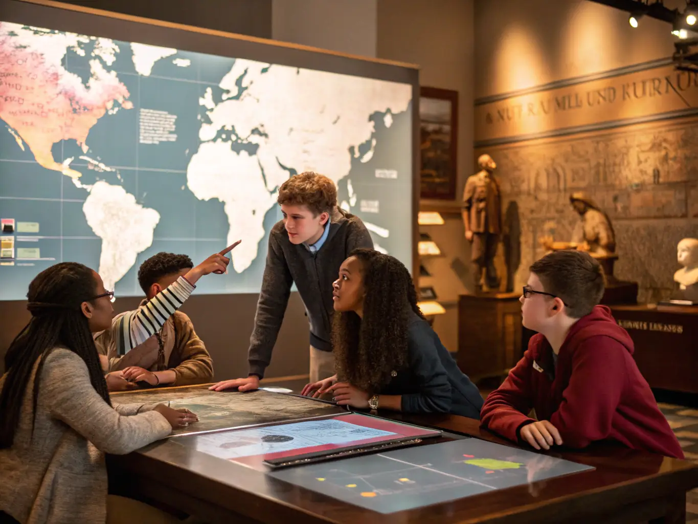 A group of students participating in an educational workshop at the archives, demonstrating the organization's commitment to promoting historical knowledge.